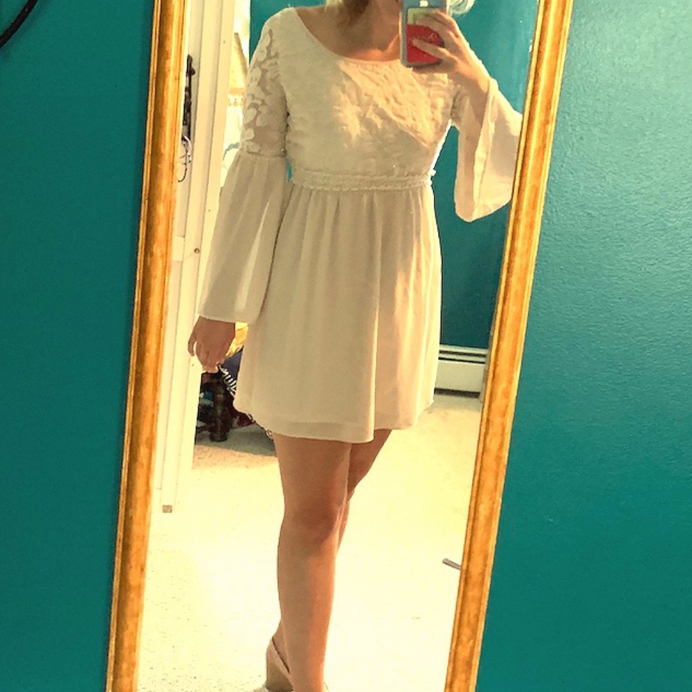 Velvety ivory mini dress